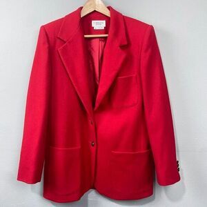 Vintage 90s Carroll Reed 100% Wool Blazer Jacket Size 8 Retro Twee Preppy Office